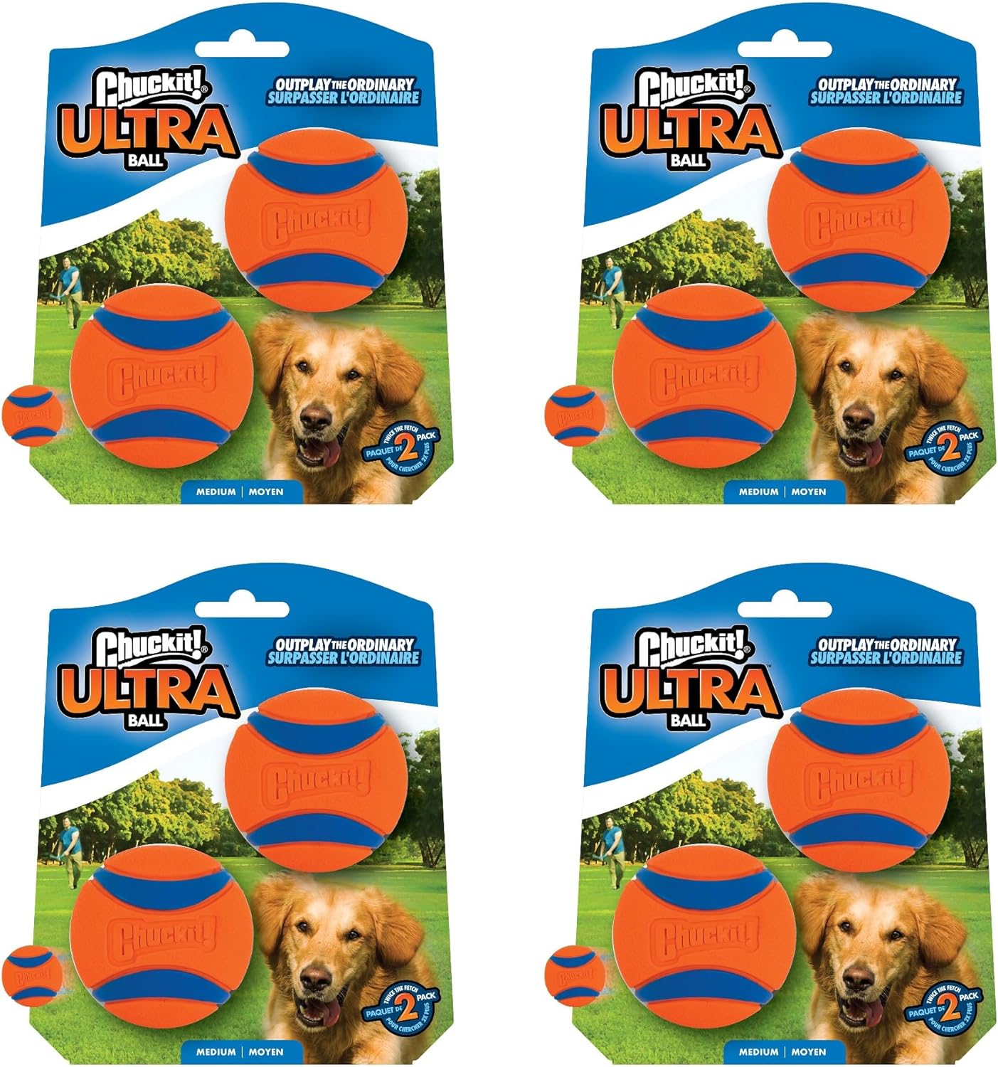 Chuckit! Ultra Ball Dog Toy, Medium (2.5" Diameter), Pack of 8 with Chuckit Cleaning Bucket