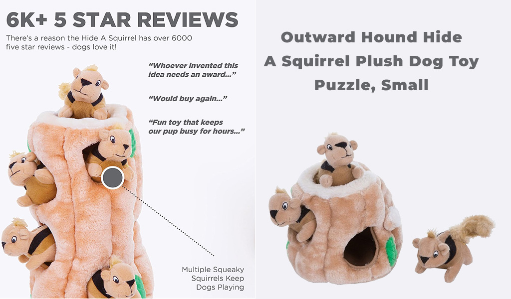 Hound Hide A Squirrel Plush Dog Heartbeat Toy Puzzle